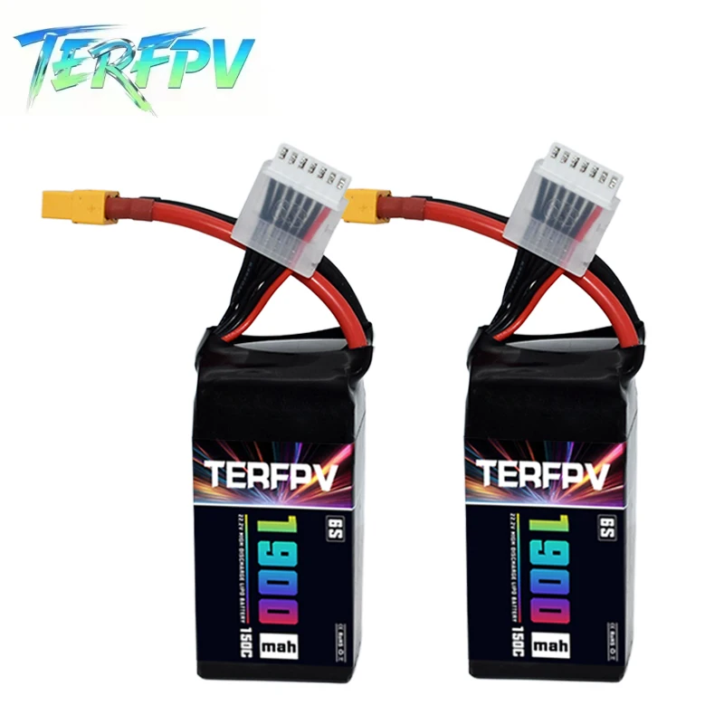 

2PCS TERFPV 6S 22.2V Lipo Battery 1900mAh 150C/300C with XT60 Plug for FPV Drone Quadcopter Helicopter Aircraft RC Parts Hobby