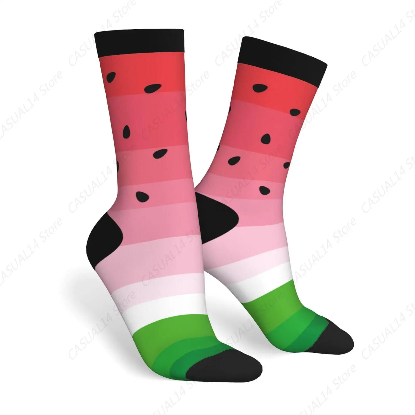 Watermelon Green Red Fruit Novelty Socks For Men Women, Funny Crazy Crew Socks Casual Dress Socks Gifts