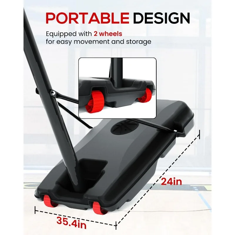 휴대용 야외 농구 골대 조절 가능 4.8-10피트: 농구 목표 시스템, 44인치 비산 방지 백보드 및 안정적인 베이스