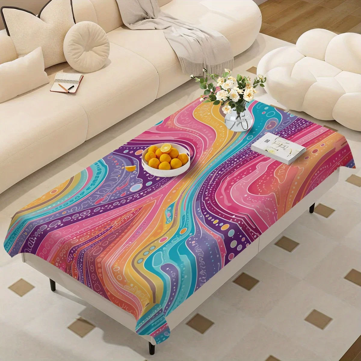 1pc / Tablecloth for June Festival Party, Creative Rainbow Watercolor Decorative Tablecloth
