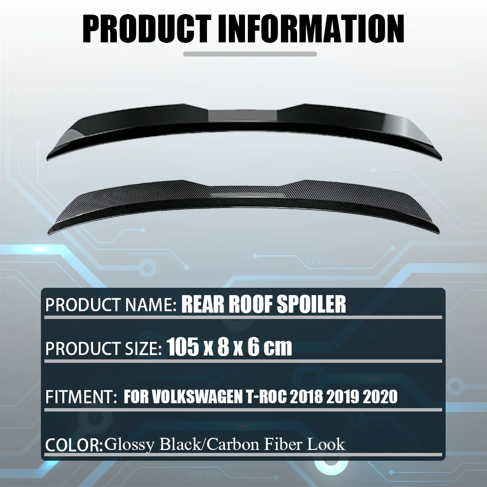 For Volkswagen VW T-ROC 2018 2019 2020 Rear Roof Spoiler Cap Rear Roof Spoiler Wing Car Rear Trunk Lip Car Accessories