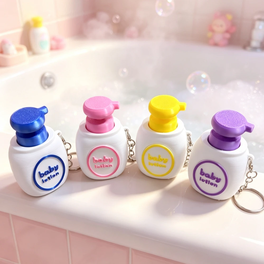 Rean Style Press Clack Keychain — Mini Shower Gel Bottle Fidget Toy, Cute Bag & Car Charm, Stress Relief Gift