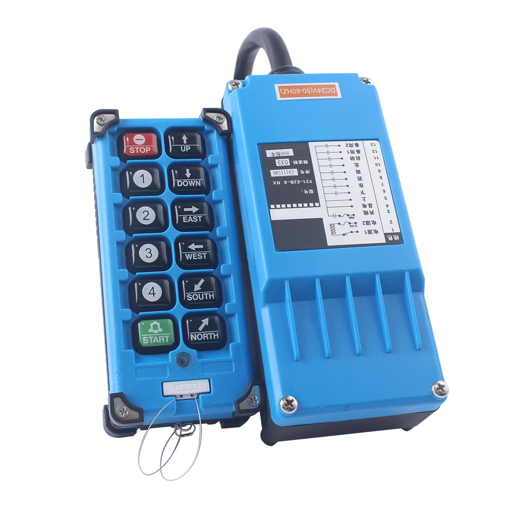 

F21-E2B-8 8 Channels buttons keys 868 MHZ 2 transmitters 1 receiver industrial remote controller switches Direction Hoist Crane