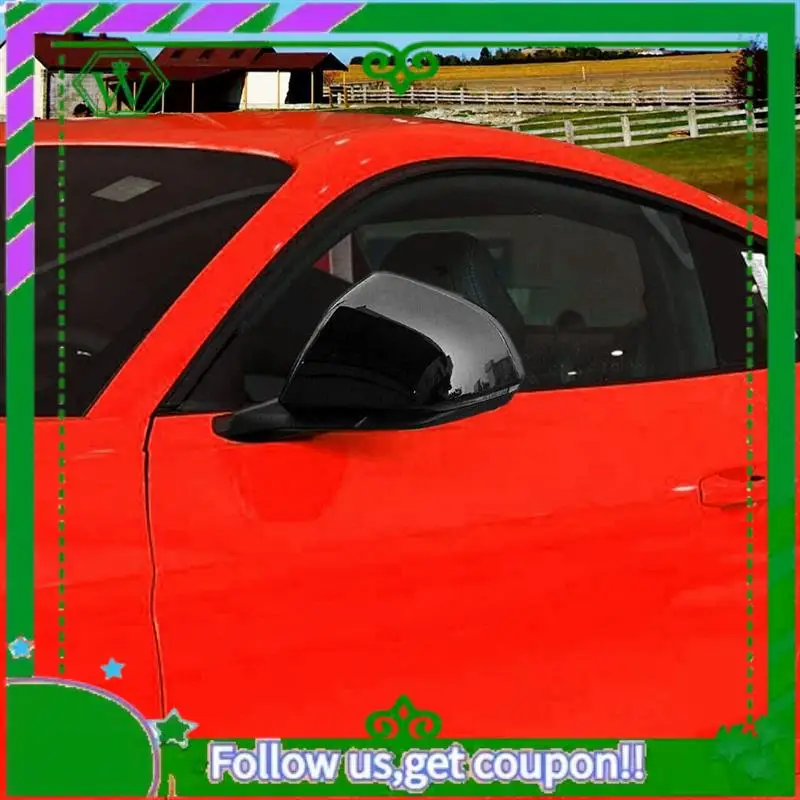 

AC34-ABS Black Side Door Rearview Mirror Cover Trim Shells Cap Accessories For Ford Mustang 2015-2020