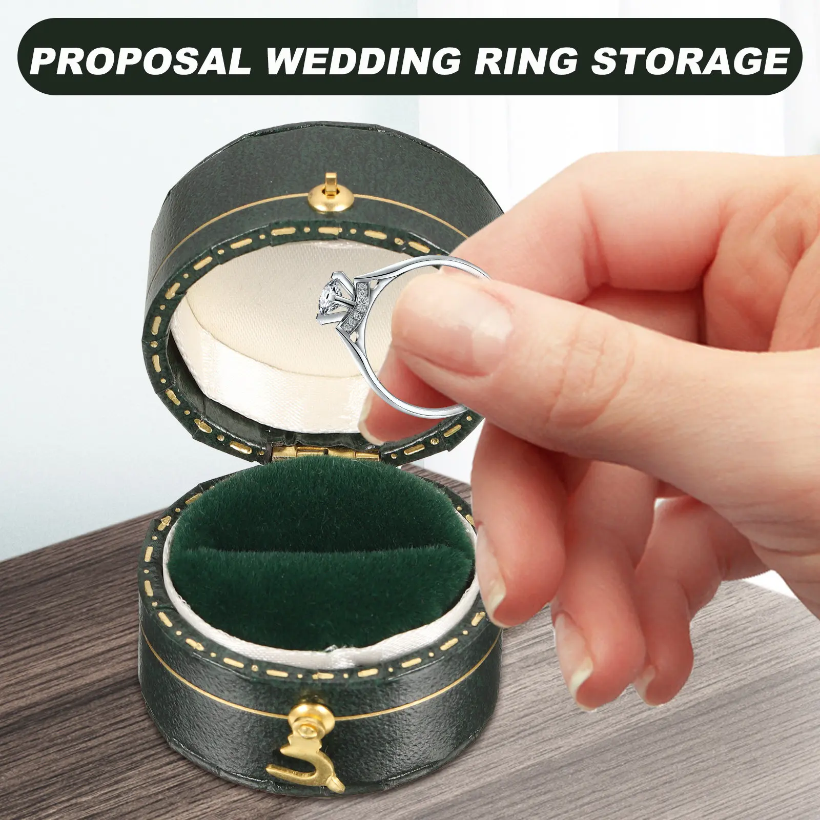 

Ring Storage Box Delicate Vintage Style Compact Portable Organizer Travel Case Engagement Wedding Engagement Ring Boxes