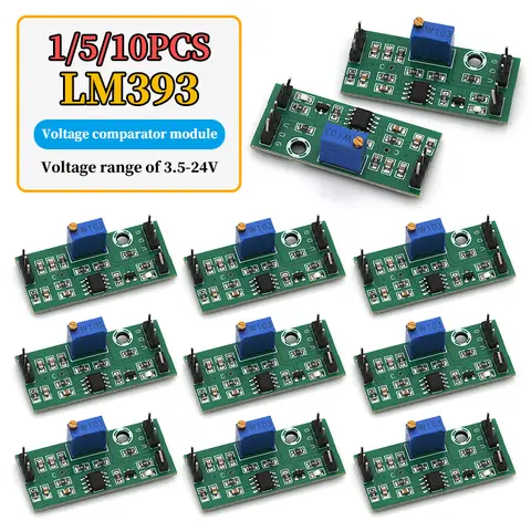 1/5/10Pcs LM393 3.5-24V Voltage Comparator Module High Level Output Analog Comparator Control With LED Indicator