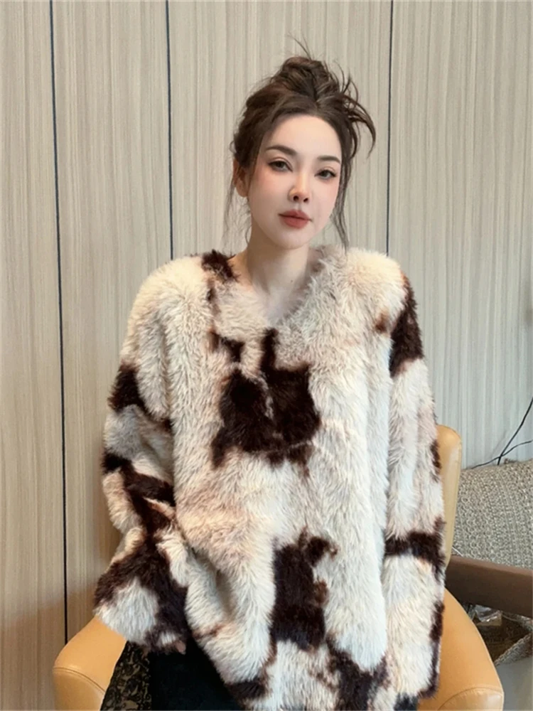 

Faionable Knitted Sweater Women's Trendy Sle Winter New Arrival Unique Small ence Warmth Emitting round Ne Sweater