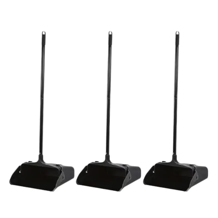 

3-Pack Commercial Upright Dust Pan with Long Handle and Wheels Heavy Duty Large Dust Pans for Indoor/Outdoor Use Janitorial or
