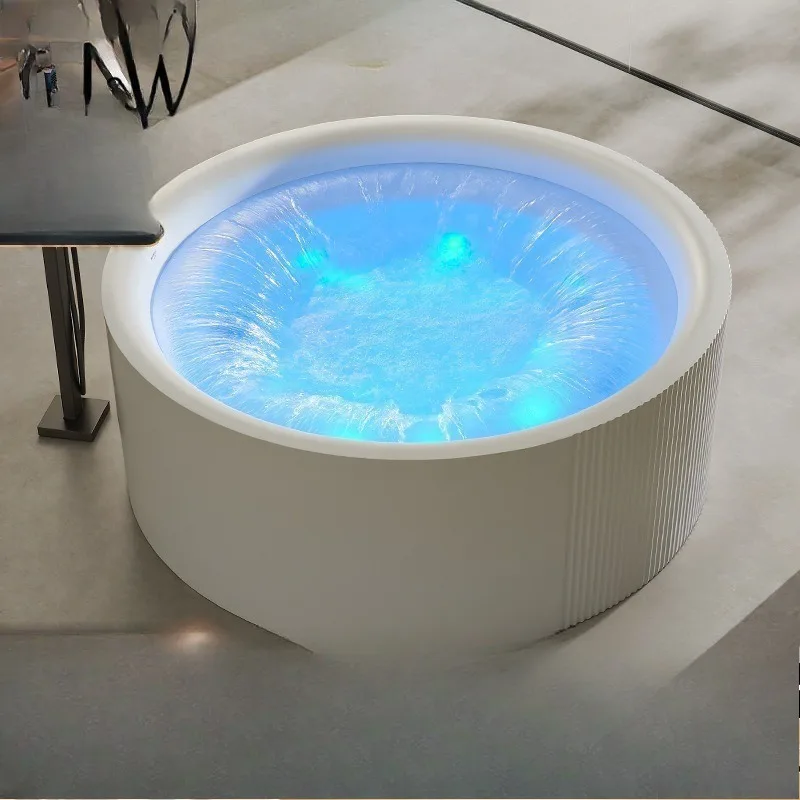Acrylic Jacuzzi Waterfall Surf Bubble Home Freestanding Round Double Bath