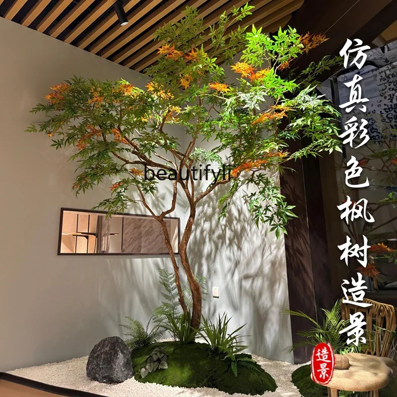 cc182Simulation green maple fake tree landscape window soft landscaping plant combination green plant decorative ornament