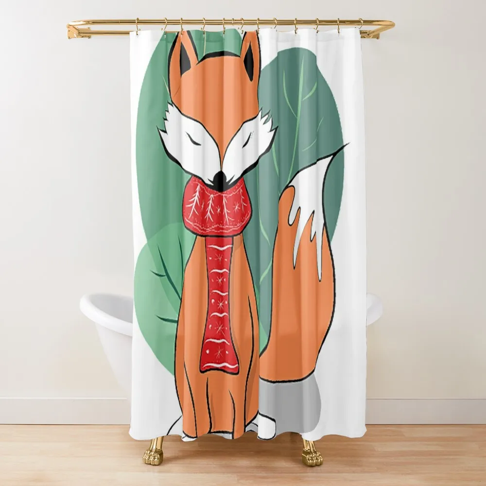 

Christmas Fox. Shower Curtain Elegant Bathroom Waterproof Bath And Anti-Mold Bathroom Shower Waterproof Fabric Bathroom Curtain