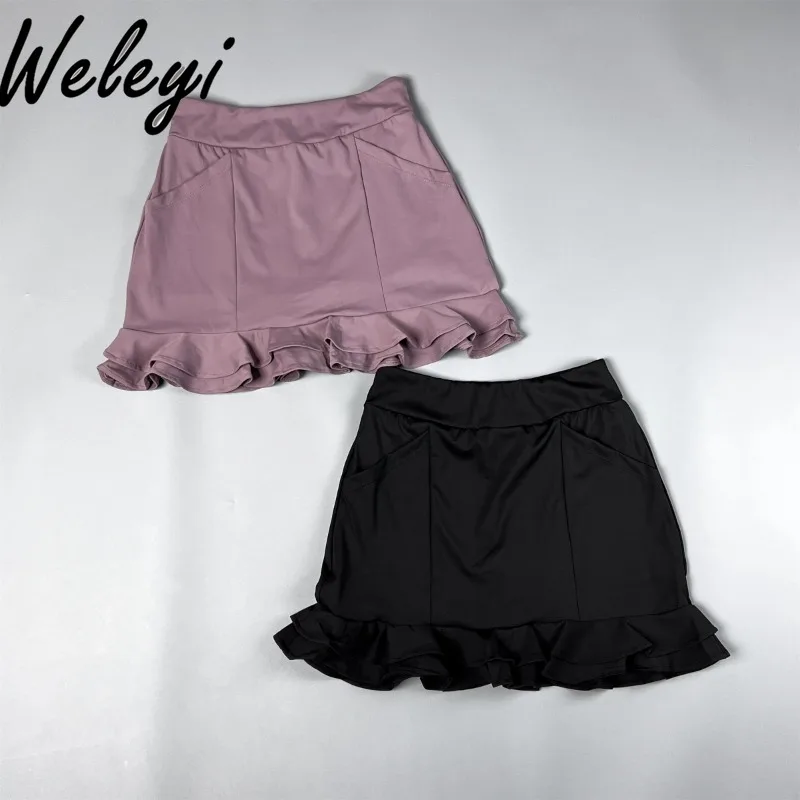 Summer Anti-light Belt Pocket High Waist Sports Short Skirt Quick-drying Breathable Bilateral Belt Pocket Yoga Running Skirts