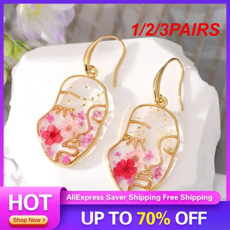 1/2/3PAIRS Facebook Preserved Flower Earrings Dignified Temperament Country Style Resin Earrings Popular Accessories Earrings