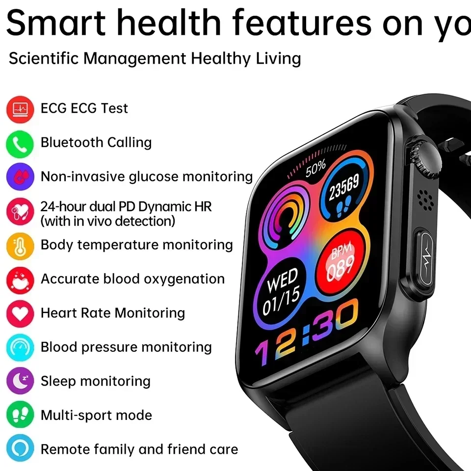 Xiaomi New Blood Glucose Monitor Health Smart Watch Men ECG+PPG Blood Pressure Measurement IP67 Waterproof Sport Men Smartwatch