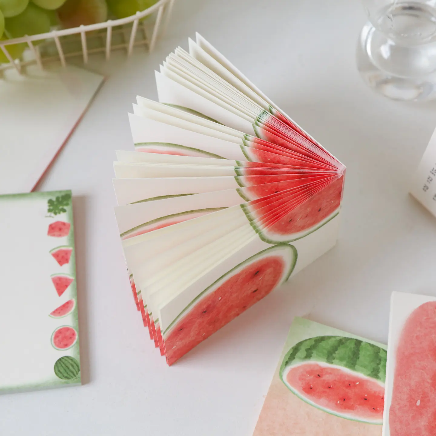 400pcs Watermelon Sweet Notepad 80x120mm Non-sticky Pad Set of 8 Summer Fruit Journal Decor Sticker Planning Book