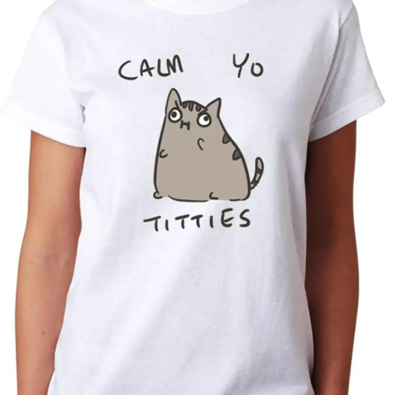 

Футболка Calm Yo Titties Angry Cat Женский топ Женский