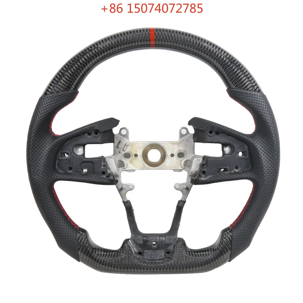 Steering Wheel Carbon Fiber Nappa Prefoed Leather Car Racing Steering Wheel Compatible for Honda Civic 2016-2021