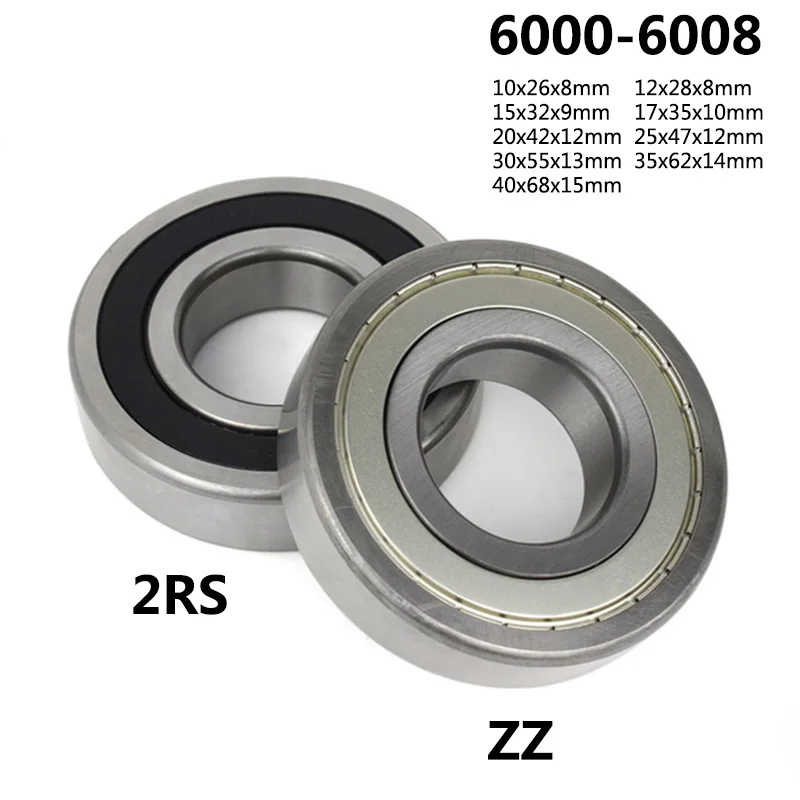 

1pcs 6000-6009 2RS/ZZ Miniature Iron/Rubber Seal Deep Groove Ball Bearing 6000/6001/6002/6003/6004/6005/6006/6007/6008 ID10-40mm