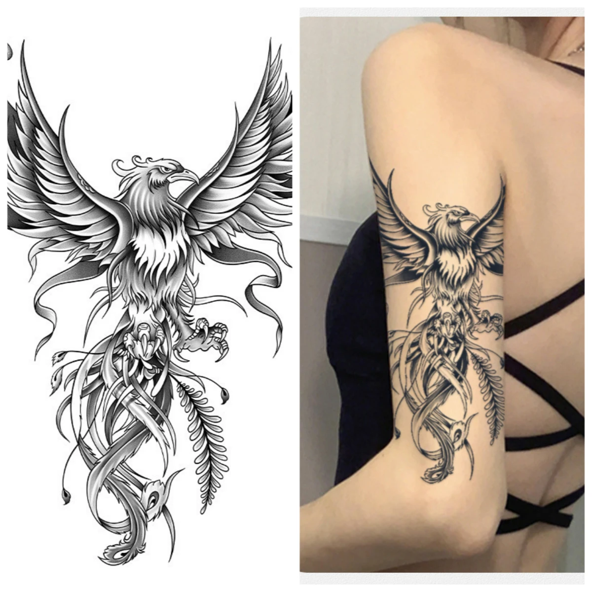 

​​Phoenix Outstretched Wings​ Temporary Tattoos,Tattoo Stickers,Waterproof Long-Lasting 15 Days,Semi-Permanent Fake Tattoo