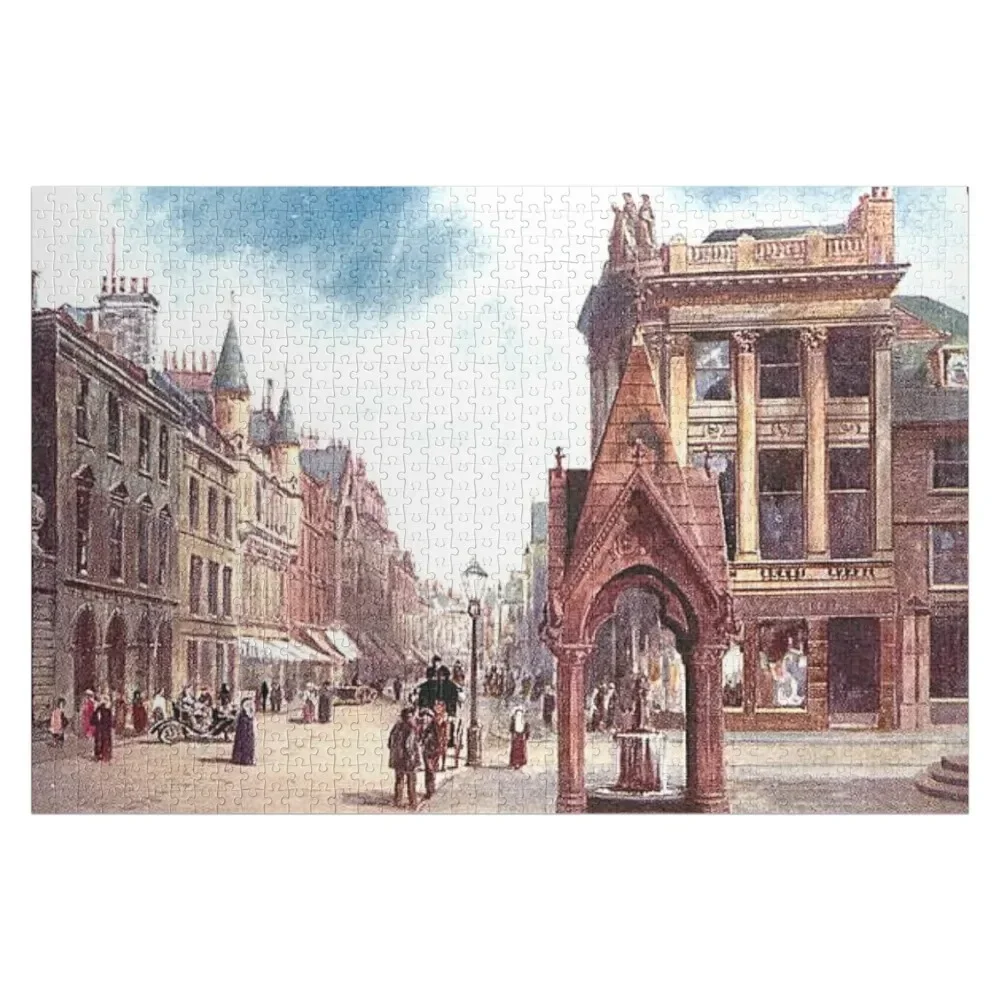 Vintage Illustration of High Street. Inverness Jigsaw Puzzle Personalized Name Wooden Jigsaws For Adults For Children Puzzle