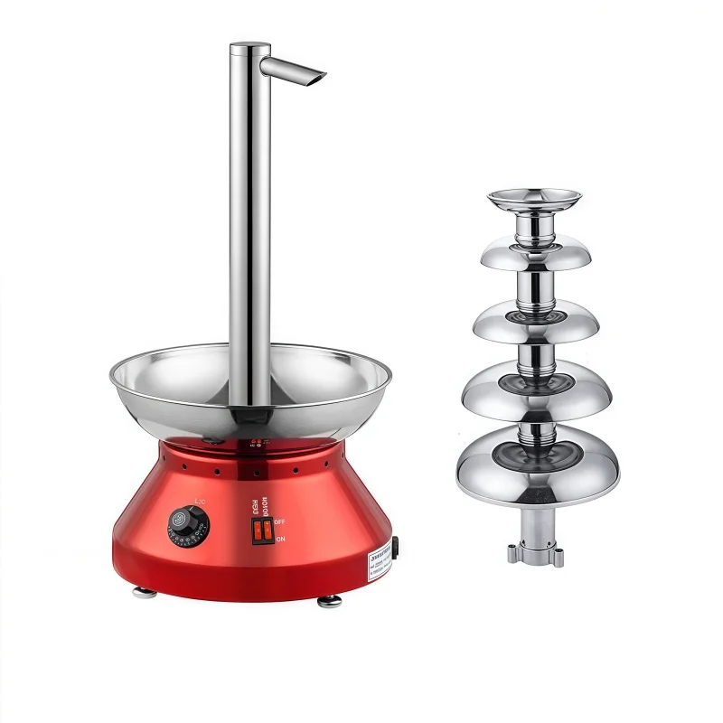 

2026 New Commercial Chocolate Fondue Disc Machine 304 SUS 5 Tier Food Grade Auto Melting System For Party