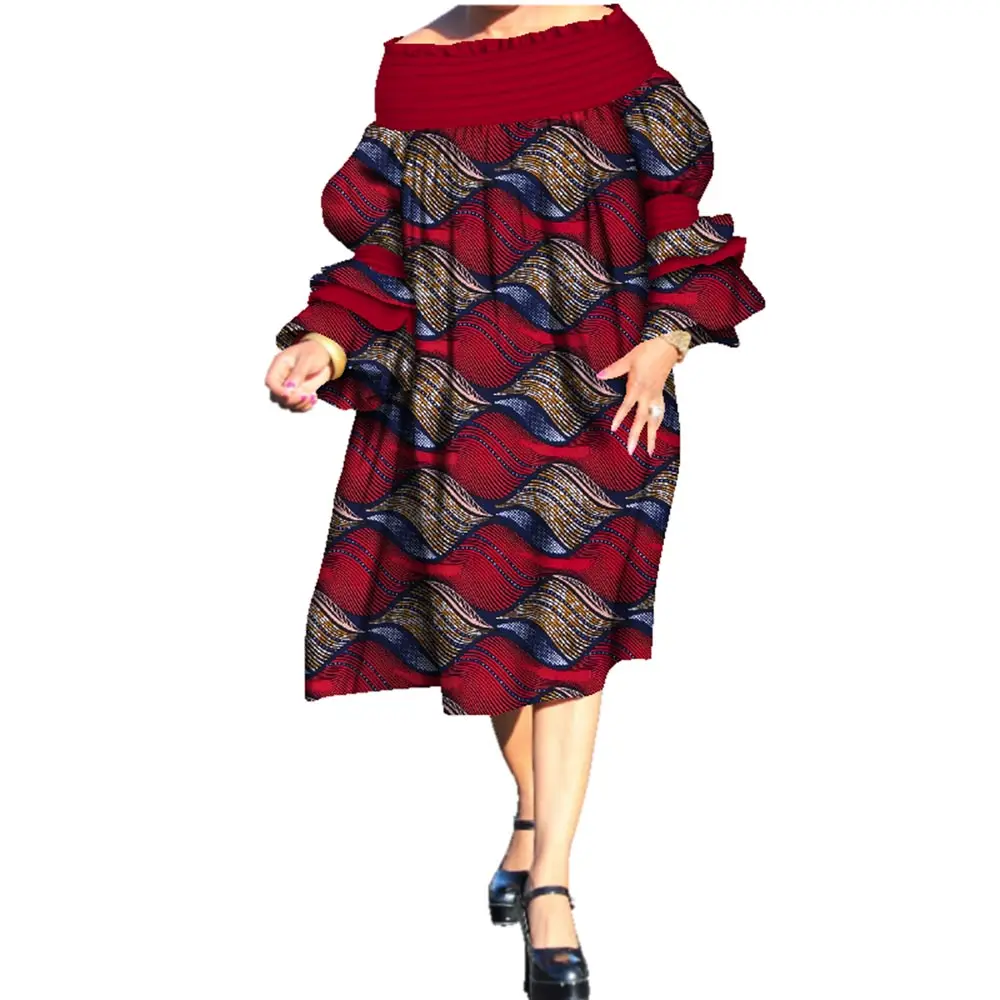 Robe africaine grande taille pour femmes, mode africaine, avertir, imprimé, Slash, cou, Ankara, Bazin, Riche, adt, WY3661