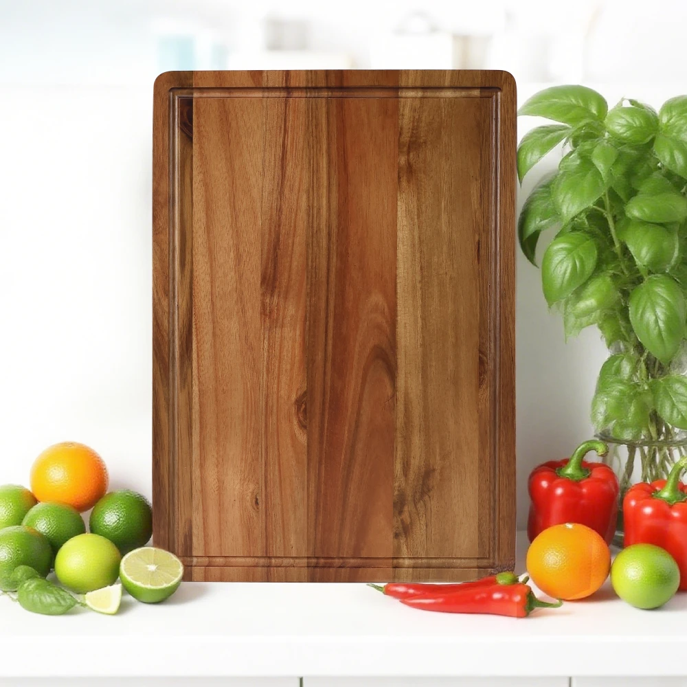 

Jaswehome Wooden Cutting Board With Groove Eco-friendly Outdoor Camping Portable Chopping Board Western Square Block Kitchenware