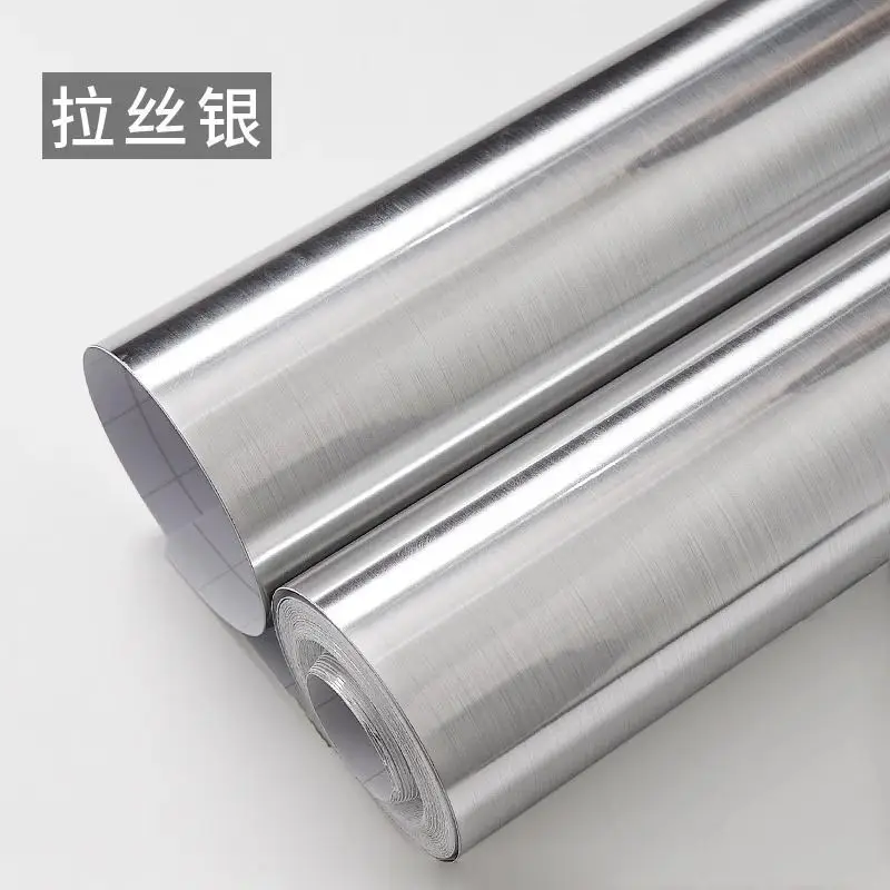 Stainless steel sticker thickened metal brushed waterproof self-adhesive film refrigerator elevator door kitchen countertop