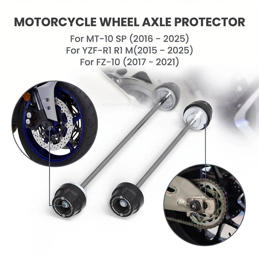 Motorcycle Wheel Axle Fork Crash Slider Protection Stand Screw Swingarm Spools For Yamaha MT10 R1 R1M FZ-10 MT-10 SP 2015-2025