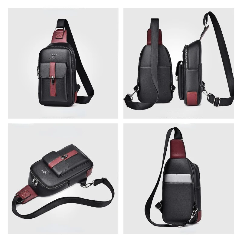 حقيبة الصدر للرجال حقيبة كتف جلدية رياضية متعددة الوظائف عبر الجسم للجري مقاومة للماء للتدريب والسفر حقيبة يد