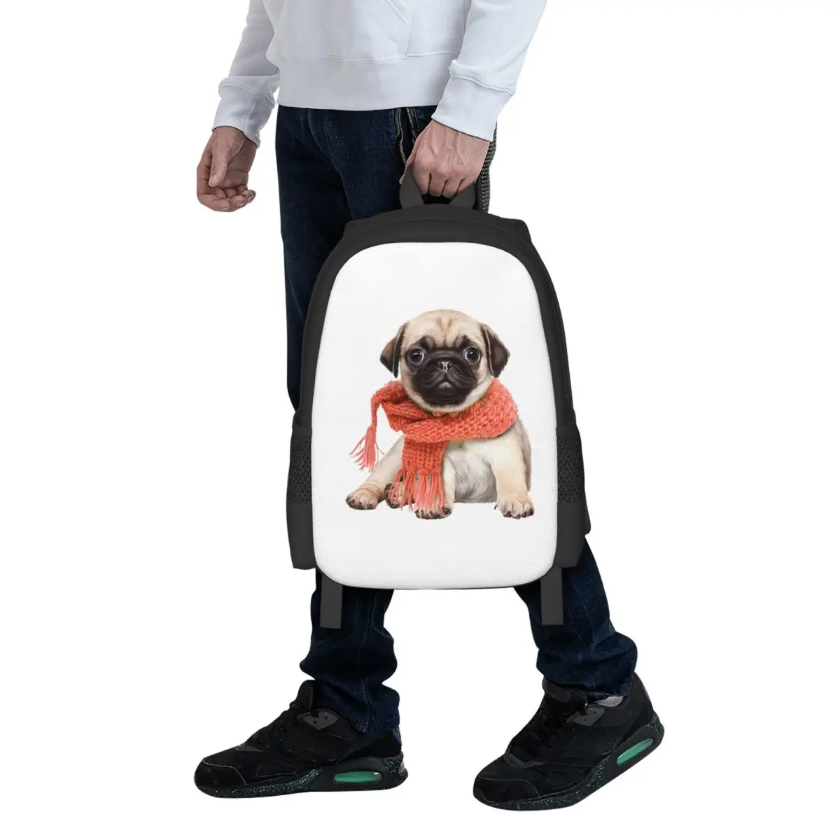 

Зимний забавный рюкзак с изображением мопса для любителей собак, студенческий рюкзак, школьная сумка, походный рюкзак для путешествий, для мальчиков и девочек, сумка для книг, сумки через плечо