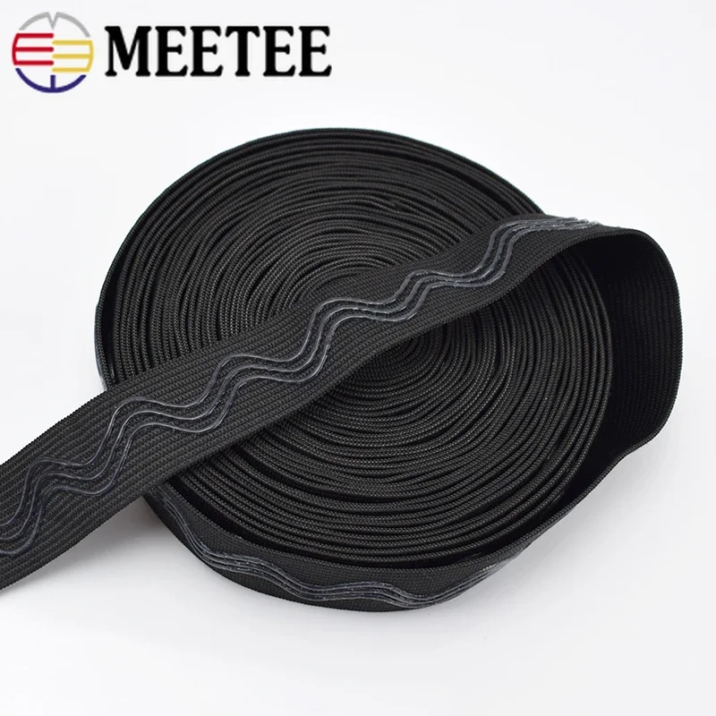 Meetee 2M/5M/10M 2-4cm Non-slip Elastic Band Wave Silicone Rubber Tapes Webbing Belt DIY Sport Clothes Wristband Sew Accessories