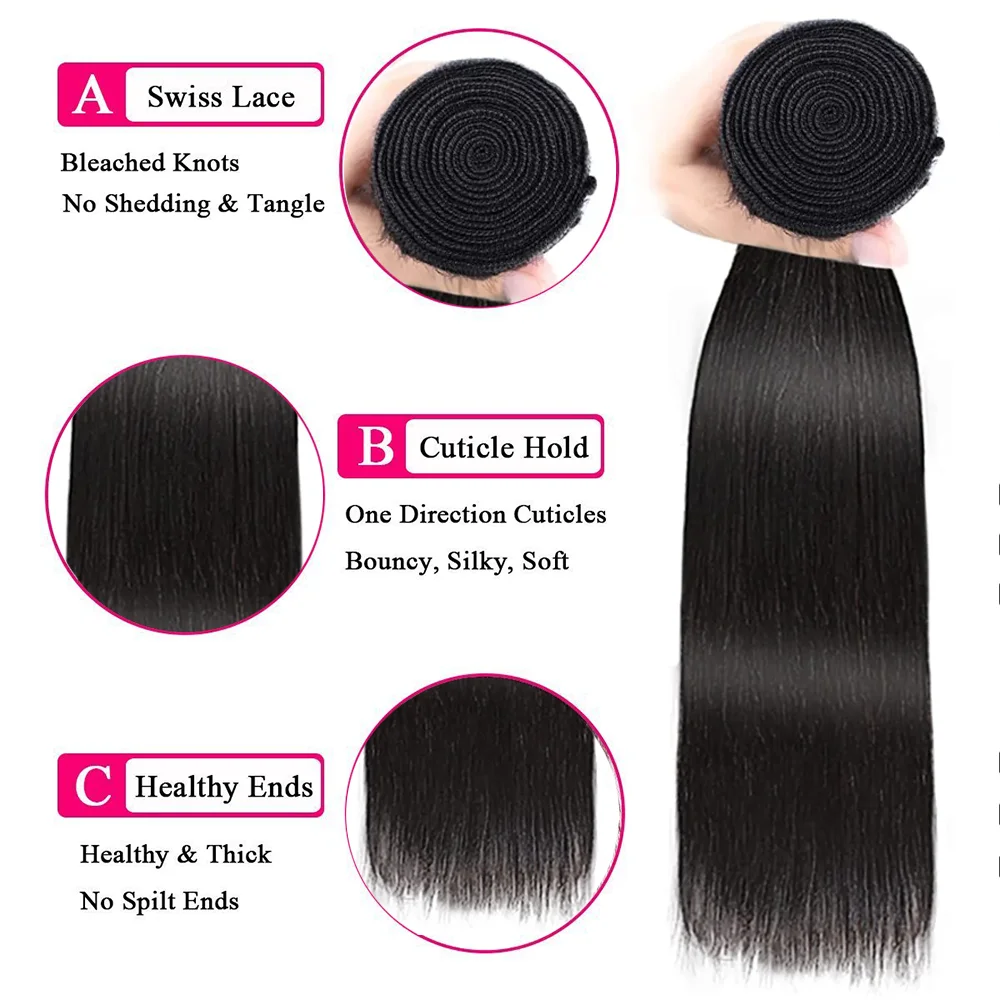 Bundel lurus tulang 1/3/4 buah wanita hitam alami dijahit dalam ekstensi rambut manusia Remy paket rambut manusia lurus Brasil murah