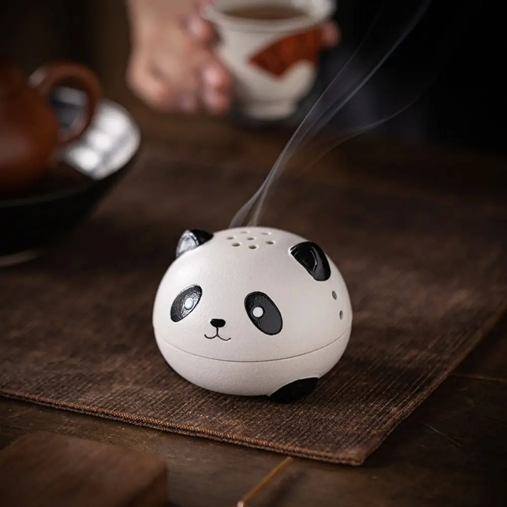 

Ceramics Incense Burner Cute Anti-Scald Sandalwood Holder Cartoon with Cover Aromatherapy Stove Fragrance Holder