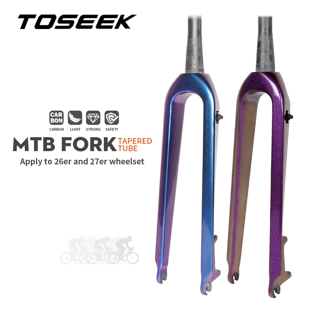 TOSEEK JA-zhui-9 MTB Fork Carbon Bike Fork Disc Brake 160mm Tapered Tube 530g Ultralight  Carbon Lightweight Bicycle Fork