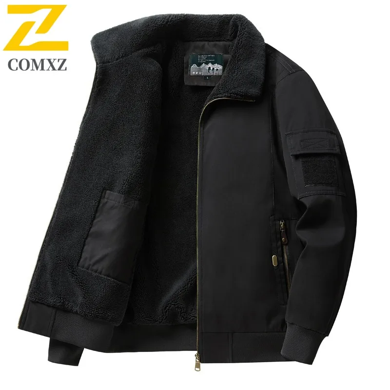 Comxz jaqueta masculina acolchoada estilo americano, parka à prova de frio, gola alta, estilo rua urbano, leve, inverno, novo agasalho