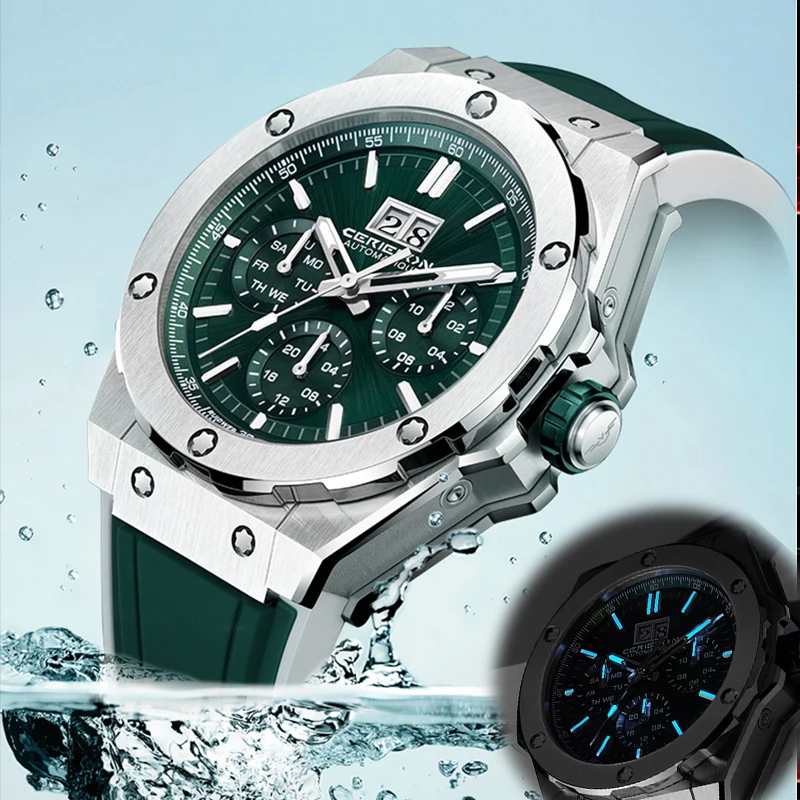 Hollowed-out Blue Planet Series Sapphire Crystal Automatic Mechanical Watch Waterproof Men Luminous Watch Fashion Gift CERIEPON