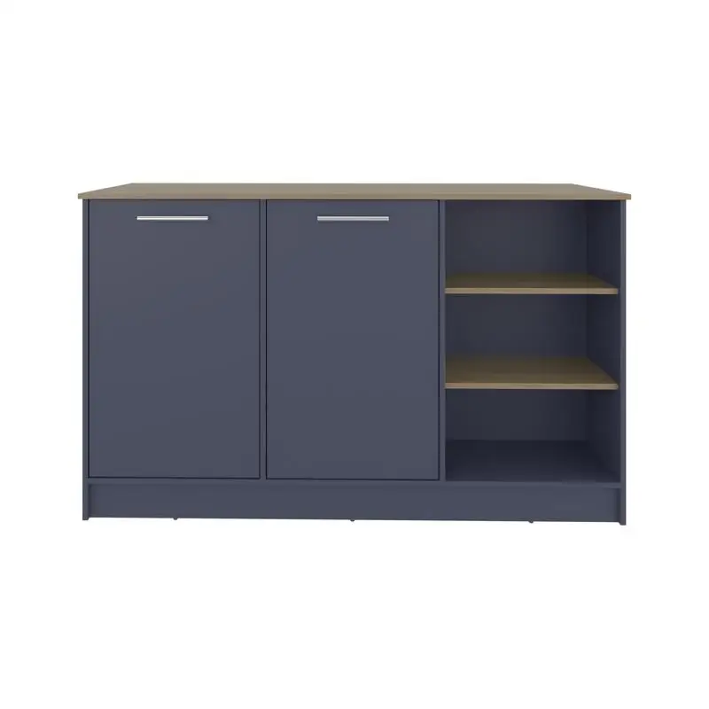 جزيرة مطبخ الزنجبيل مع أرفف مفتوحة وخزائن للتخزين ومنظم المطبخ قائم على الأرض وحل الديكور