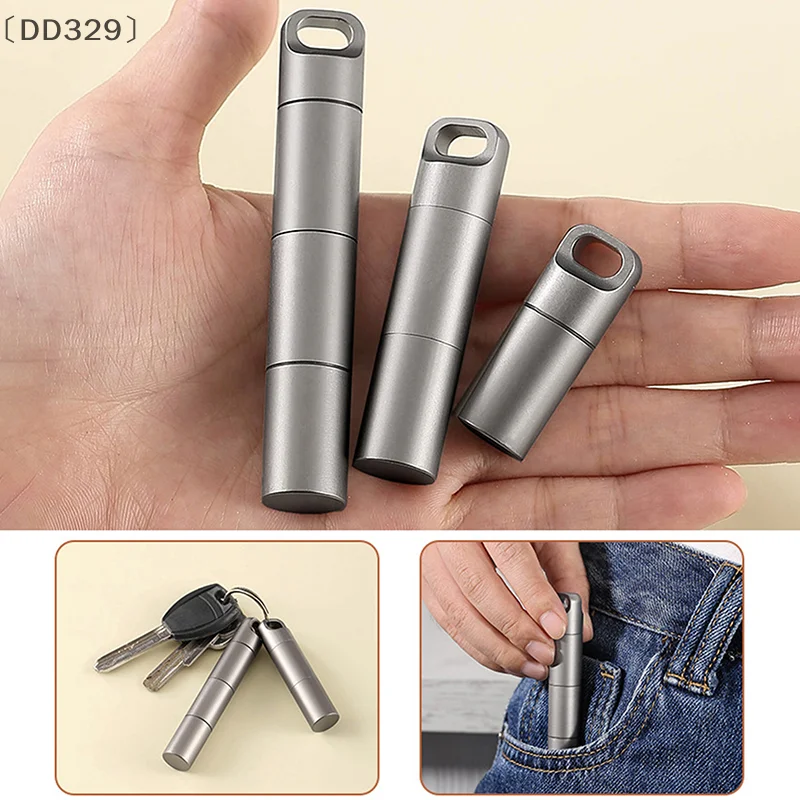 〔DD329〕1Pcs Waterproof Metal Capsule Box Mini Medicine Holder Stainless Steel Pill Case Mini Pill Holder EDC Tool Seal Bottle