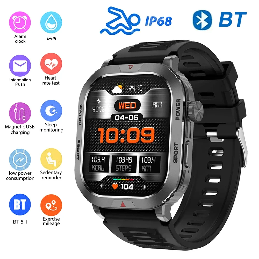 2024Smartwatch for Men & Women 2 Inch Display IP68 Waterproof  Bluetooth Voice Call Heart Rate & Sleep Tracking for Sports