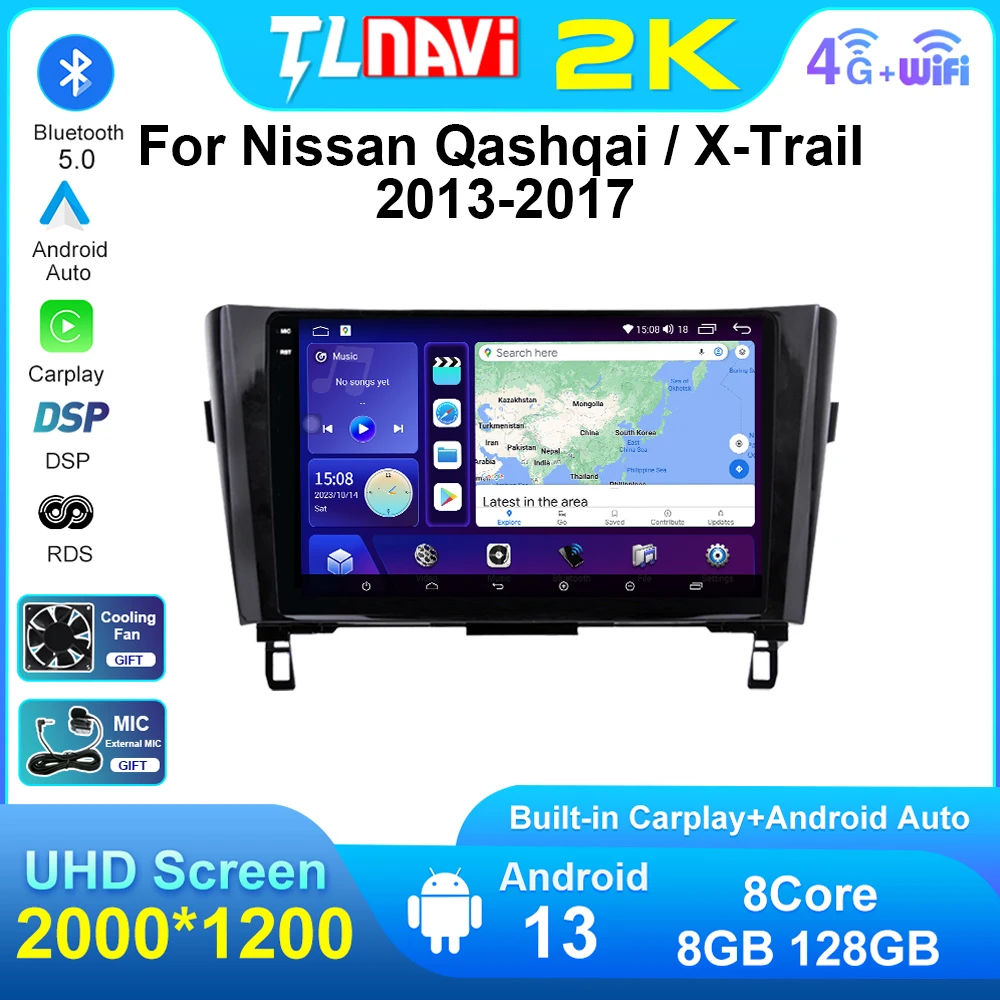 Car Stereo Radio Multimedia Player Android Auto 8core Navigation GPS For Nissan X-Trail Qashqai J10 J11 2013 - 2017 Carplay