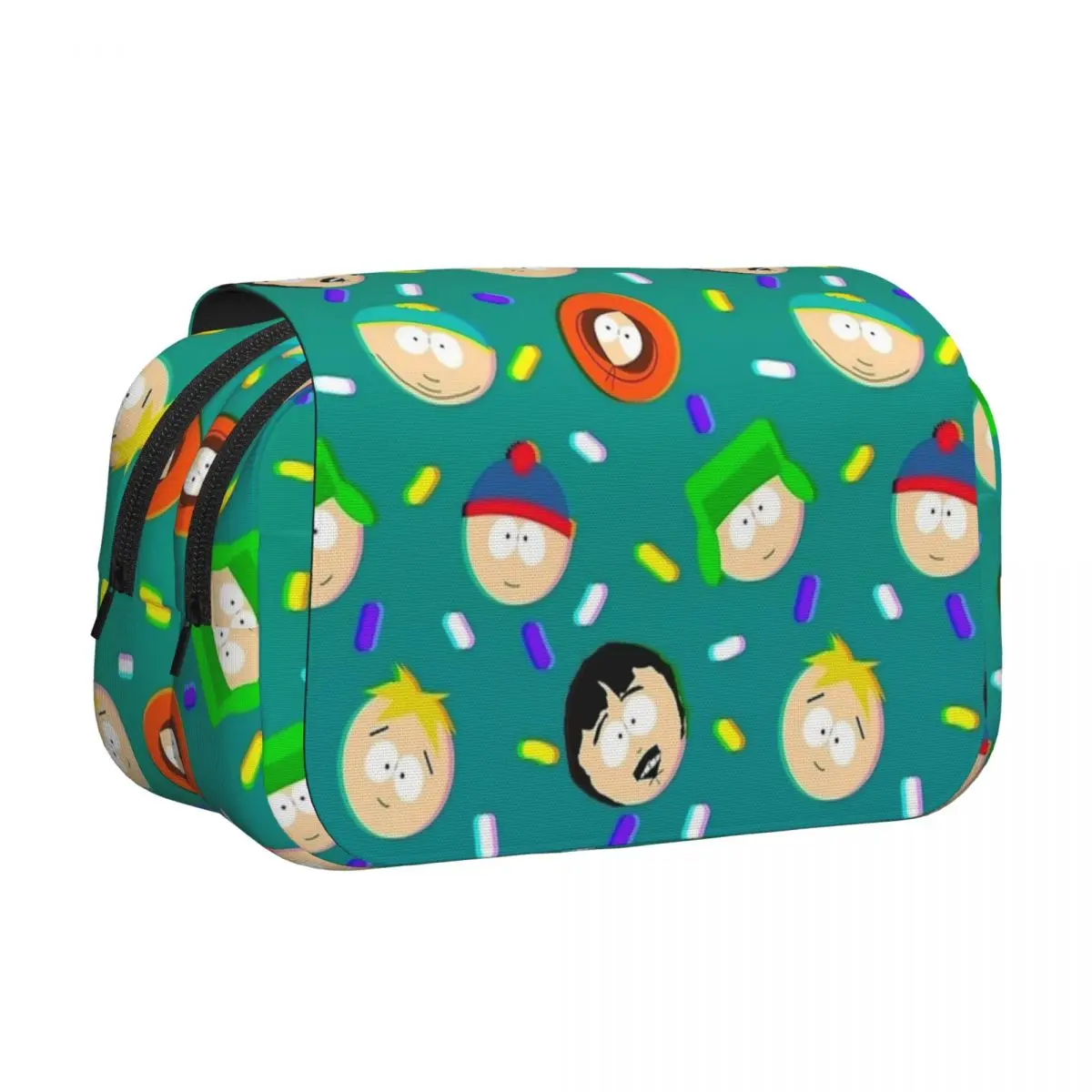 

Двойной пенал-раскладушка с мультяшным дизайном «Южный Парк», органайзер для ручек, для школьных принадлежностей, на молнии