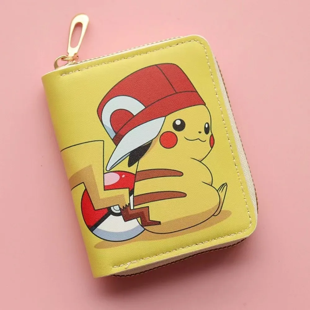 NEW Pokemon Wallet Japanese Cartoon Cute Coin Purse Around Pikachu Wallets Fashion Leather Zipper Wallet Children Birthday Gift