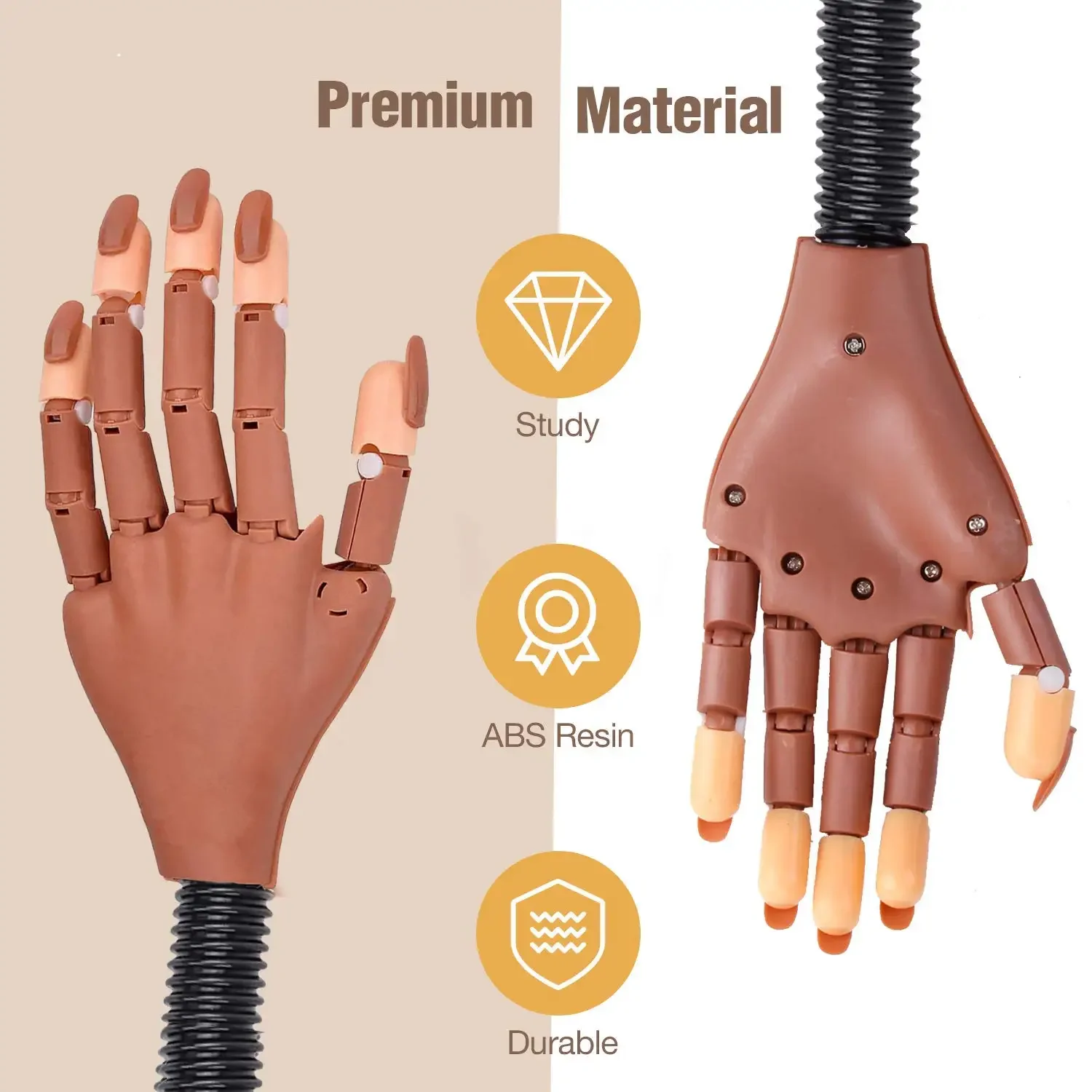 Practice Hand For Acrylic Nails Adjustable Flexible Nail Practice Hands Training Movable Nail Manicure Hand With 100 Nail Tips