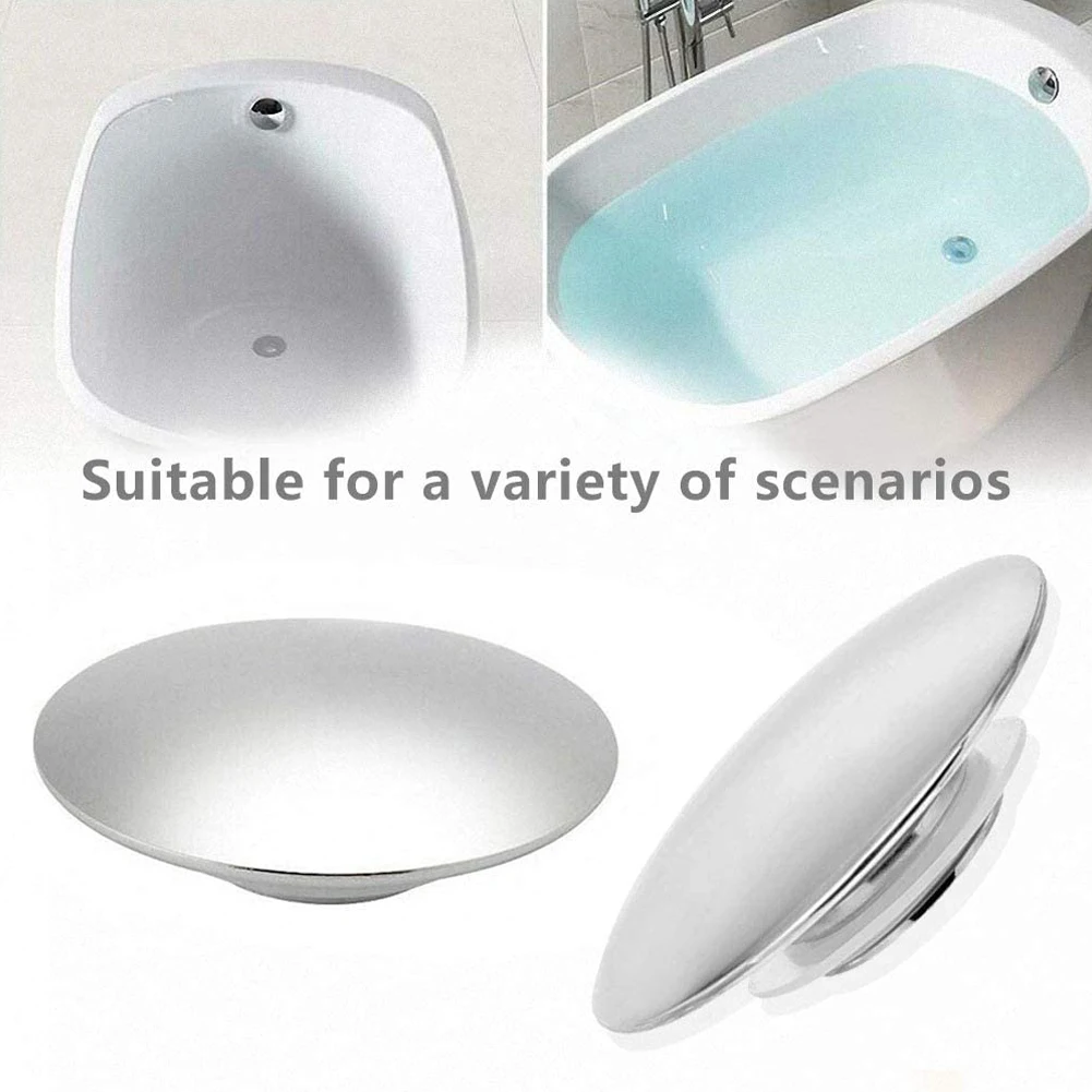 66mm Silver Chrome Basin Waste Pop-Up Sink Plug Cap  Click Clack Push Button Bathroom Basin Sink Up Drain Cover