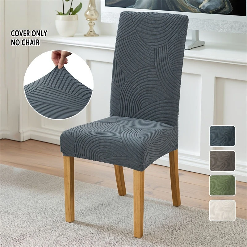 1/2 Stück Jacquard Esszimmerstuhl-Bezug Elastischer Einfarbiger Stuhlüberzug Sitzbezug für Bankett Wohnzimmer Heimdekoration