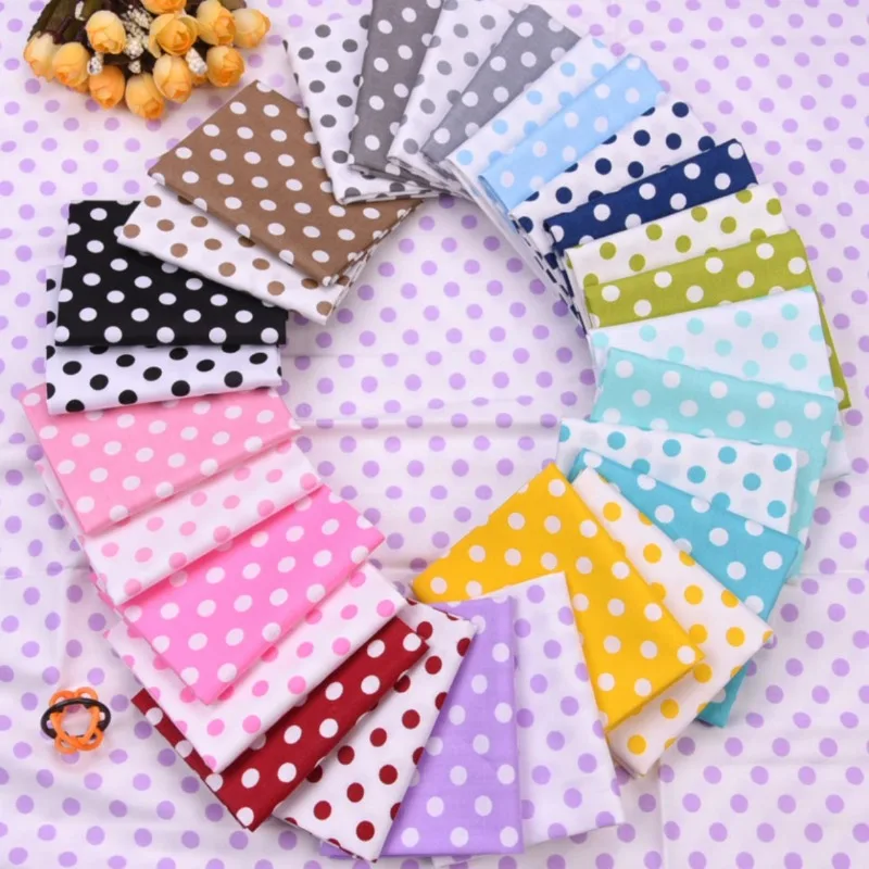 160x50cm 7mm Colorful Polka Dot Cotton Printed Twill Fabric for Home Sewing Projects Cloth