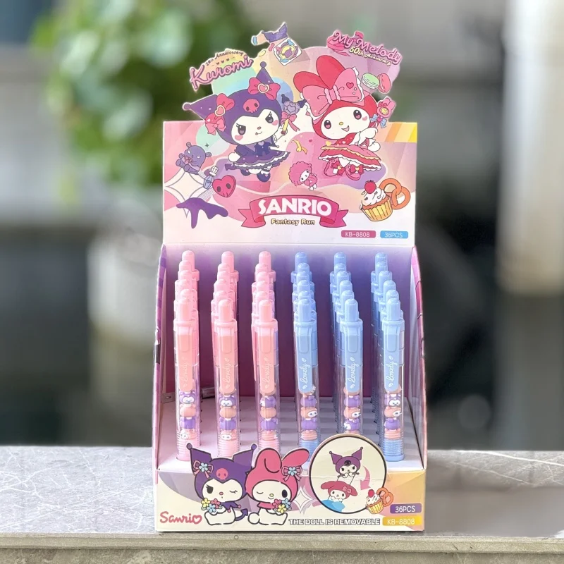

24pcs/lot Sanrio Kuromi Melody Press Gel Pen Cute 0.5mm Black Ink Press Signature Pens School Supplies