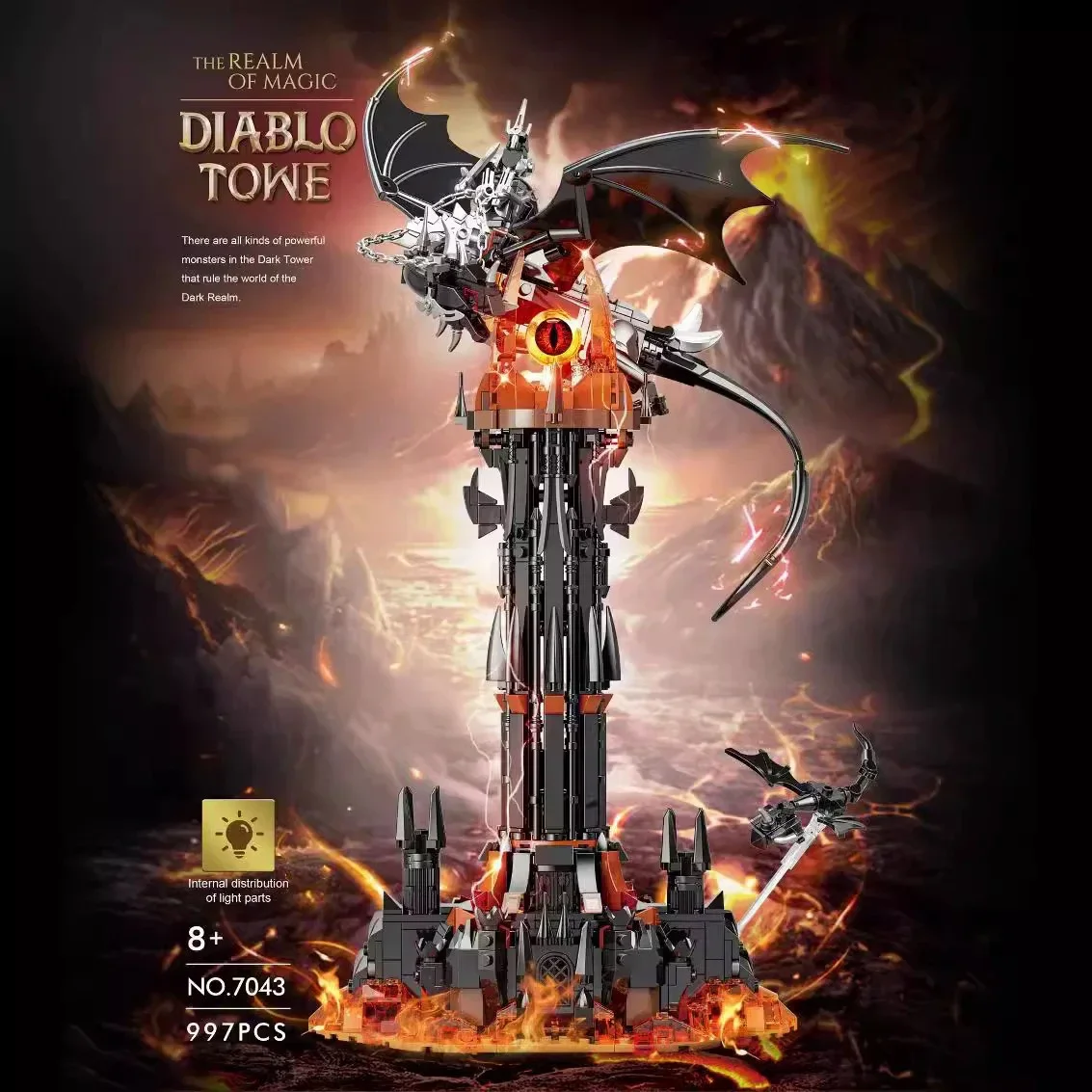 

Серия Ideas Black Tower, строительные блоки, креативный эксперт, DIABLO Tower, кирпичи, модель игрушки для детей, рождественский подарок, MOC со светодиодом