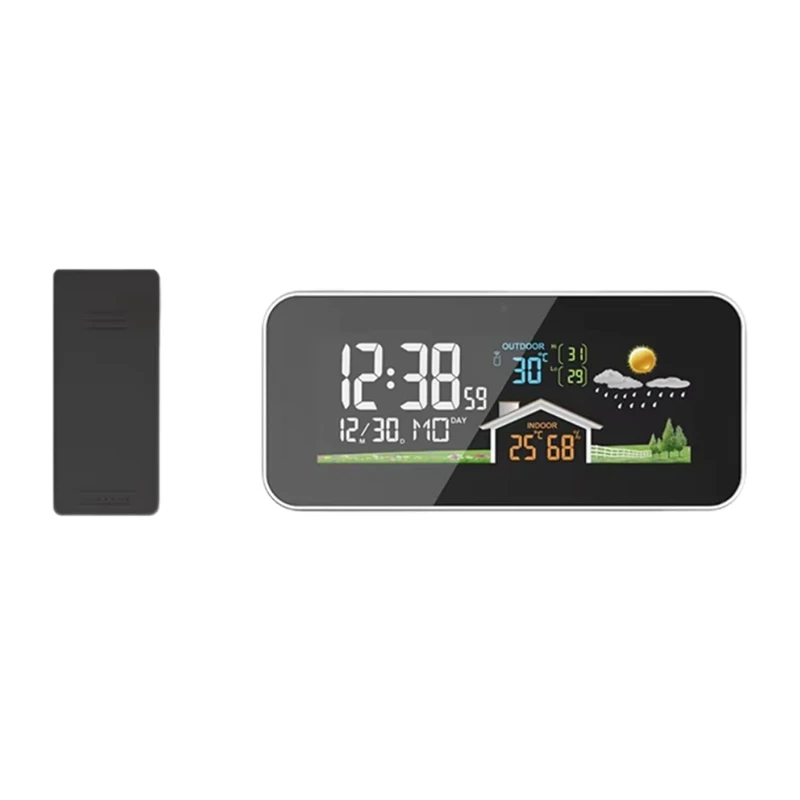 Wireless Weather Station Wooden Alarm Clock Digital Thermometer Humidity Temperature Wireless Sensor Home Timewatch